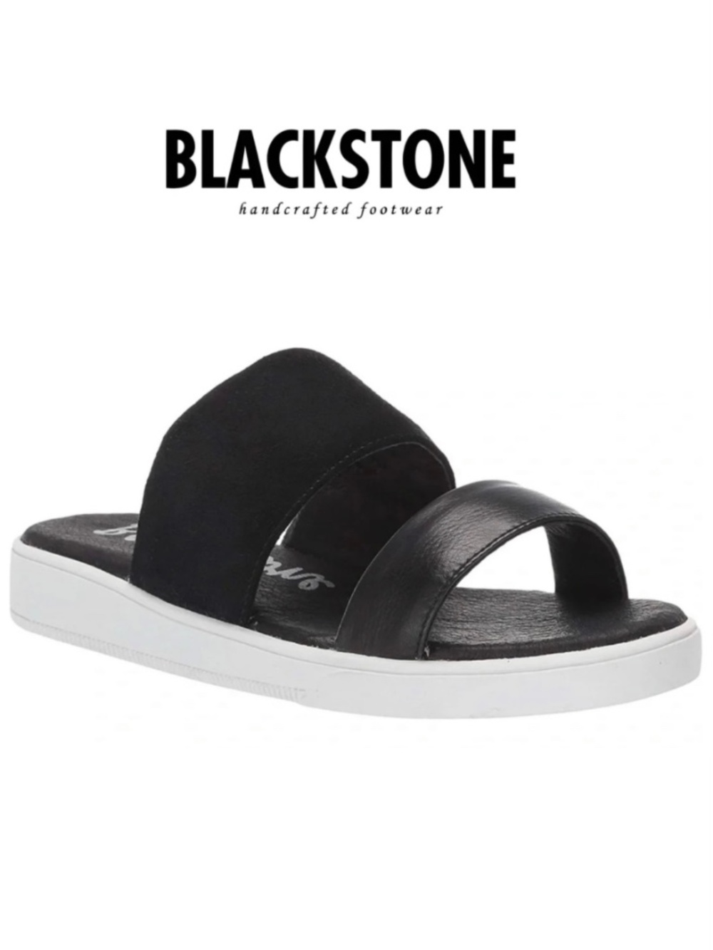 Blackstone Rl92 Black Leather Slide Mules Sandals Comfortable Flat Shoes 8 38